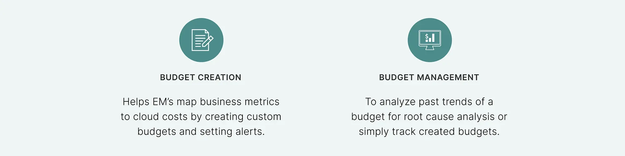 Two modules: budget creation and budget management