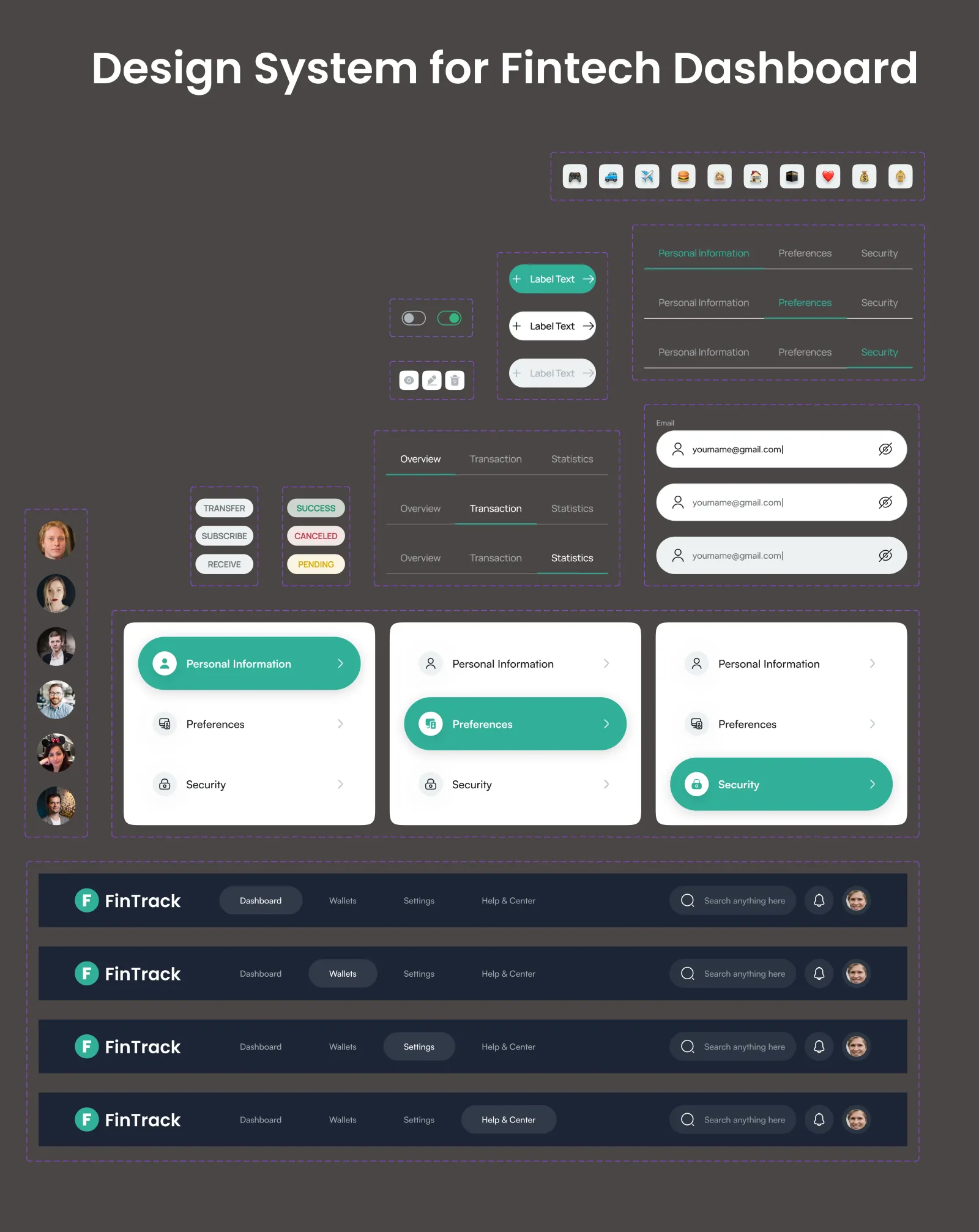 Design system components and navigation patterns